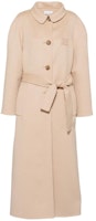 (Women) MIU MIU FW22 Embroidered Logo Belted Long Coat Khaki. MS1909-11KS-F0627 (Women) MIU MIU FW22 Embroidered Logo Belted Long Coat Khaki. MS1909-11KS-F0627