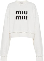 (Women) MIU MIU FW22 Embroidered Logo Pullover Sweatshirt White MJL911-12MI-F0009 (Women) MIU MIU FW22 Embroidered Logo Pullover Sweatshirt White MJL911-12MI-F0009