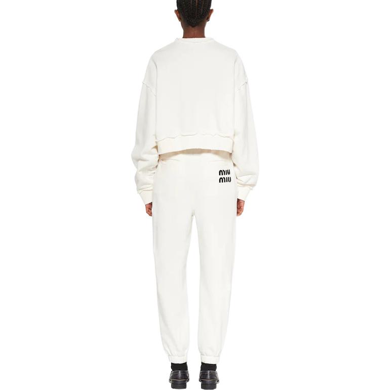 Shop (W) MIU MIU FW22 刺绣标志白色套头衫卫衣 MJL911-12MI-F0009