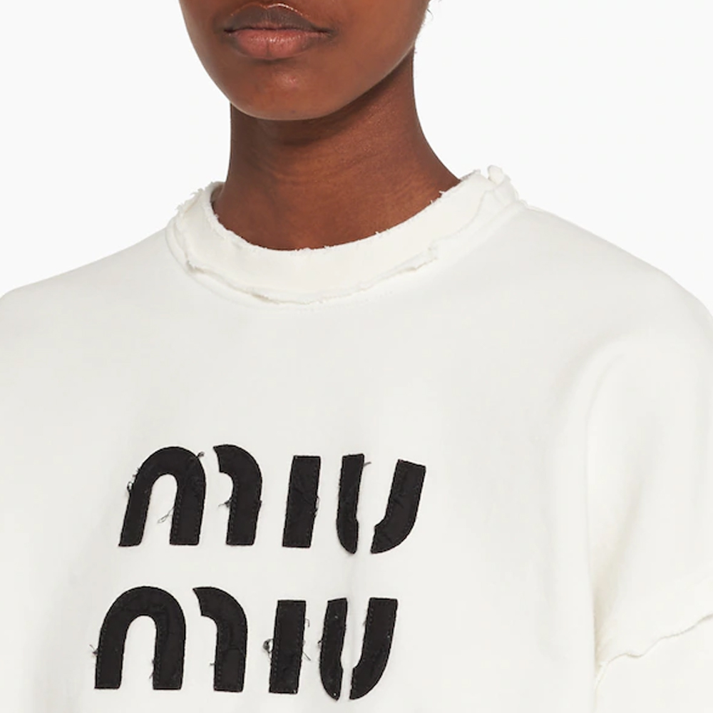 Details for (W) MIU MIU FW22 刺绣标志白色套头衫卫衣 MJL911-12MI-F0009