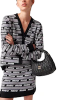 Purchase (W) MIU MIU FW22 灰色條紋logo針織V領鈕扣開衫毛衣 MMF657-1V8X-F0002