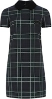 (Women) MIU MIU FW22 Green Plaid Short-Sleeve Dress with Logo Patch MF4626-1ZZV-F0008 (Women) MIU MIU FW22 Green Plaid Short-Sleeve Dress with Logo Patch MF4626-1ZZV-F0008