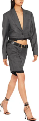 (W) MIU MIU FW22 그레이 컬러블록 프린지 싱글 버튼 플랩 포켓 블레이저 MH1835-11RF-F0480 Lookbook (W) MIU MIU FW22 그레이 컬러블록 프린지 싱글 버튼 플랩 포켓 블레이저 MH1835-11RF-F0480