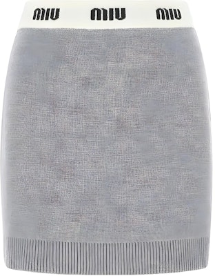 (W) MIU MIU FW22 灰色针织中腰修身短裙带标志拼接. MMG402-1V8X-F0031 Buy (W) MIU MIU FW22 灰色针织中腰修身短裙带标志拼接. MMG402-1V8X-F0031