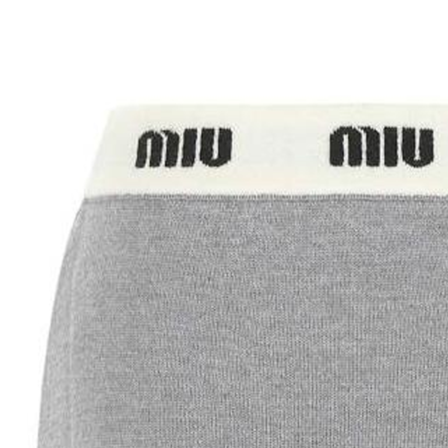 Cheap (W) MIU MIU FW22 灰色针织中腰修身短裙带标志拼接. MMG402-1V8X-F0031