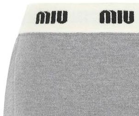 (W) MIU MIU FW22 灰色针织中腰修身短裙带标志拼接. MMG402-1V8X-F0031 Cheap (W) MIU MIU FW22 灰色针织中腰修身短裙带标志拼接. MMG402-1V8X-F0031