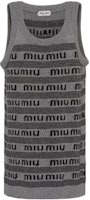 (Women) MIU MIU FW22 Grey Sleeveless Dress with Letter Logo Jacquard. MMA757-12KA-F0BD9 (Women) MIU MIU FW22 Grey Sleeveless Dress with Letter Logo Jacquard. MMA757-12KA-F0BD9