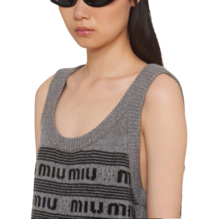 Details for (W) MIU MIU FW22 灰色无袖连衣裙字母标志提花织物. MMA757-12KA-F0BD9