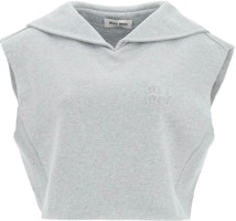 (Women) MIU MIU FW22 Grey Sleeveless Hooded Pullover Sweatshirt. MJT654-102J-F0031 (Women) MIU MIU FW22 Grey Sleeveless Hooded Pullover Sweatshirt. MJT654-102J-F0031