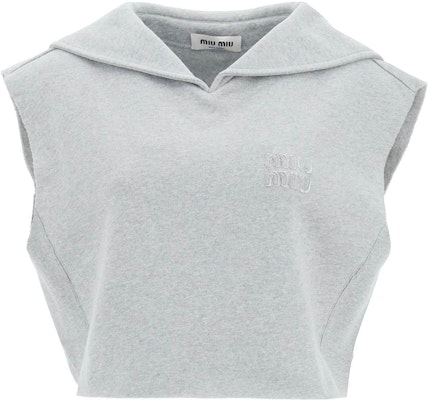 (W) MIU MIU 2022秋冬灰色无袖连帽套头卫衣. MJT654-102J-F0031 Buy (W) MIU MIU 2022秋冬灰色无袖连帽套头卫衣. MJT654-102J-F0031