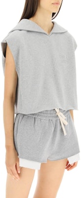 (W) MIU MIU 2022秋冬灰色无袖连帽套头卫衣. MJT654-102J-F0031 Purchase (W) MIU MIU 2022秋冬灰色无袖连帽套头卫衣. MJT654-102J-F0031