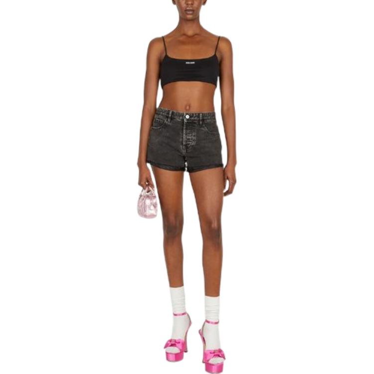 Lookbook (W) Pantalones Cortos Denim Gris Oscuro Cintura Media MIU MIU FW22. GWP449-115V-F0002