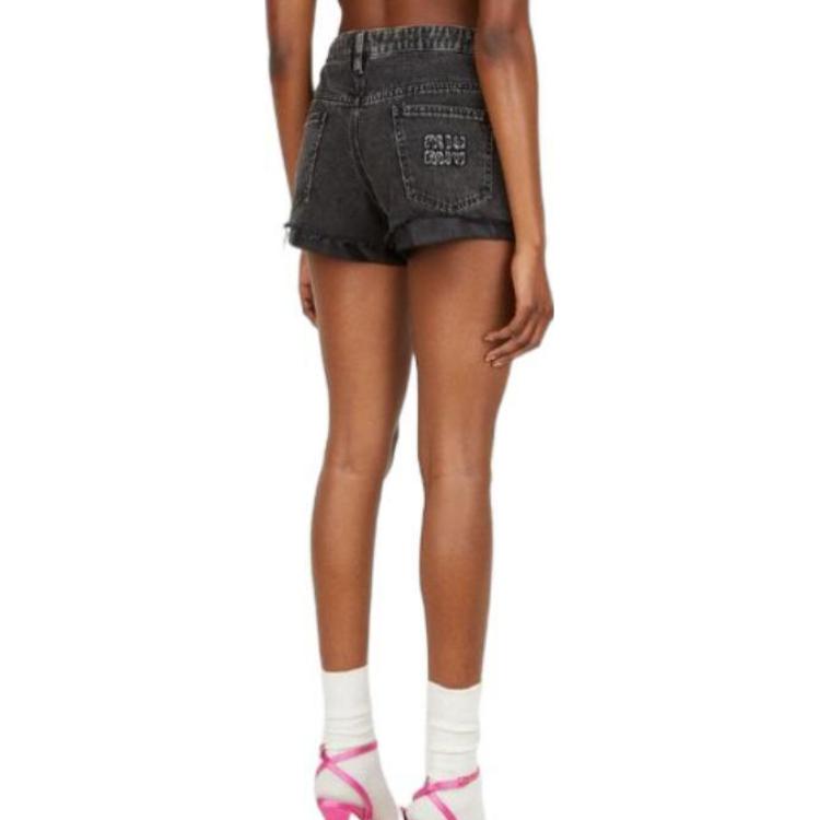 Shop (W) Pantalones Cortos Denim Gris Oscuro Cintura Media MIU MIU FW22. GWP449-115V-F0002