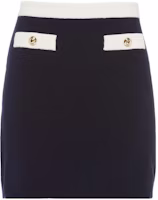 (Women) MIU MIU FW22 Navy Colorblock Metal Button Short Casual Long Skirt MMG416-12KG-F0008 (Women) MIU MIU FW22 Navy Colorblock Metal Button Short Casual Long Skirt MMG416-12KG-F0008