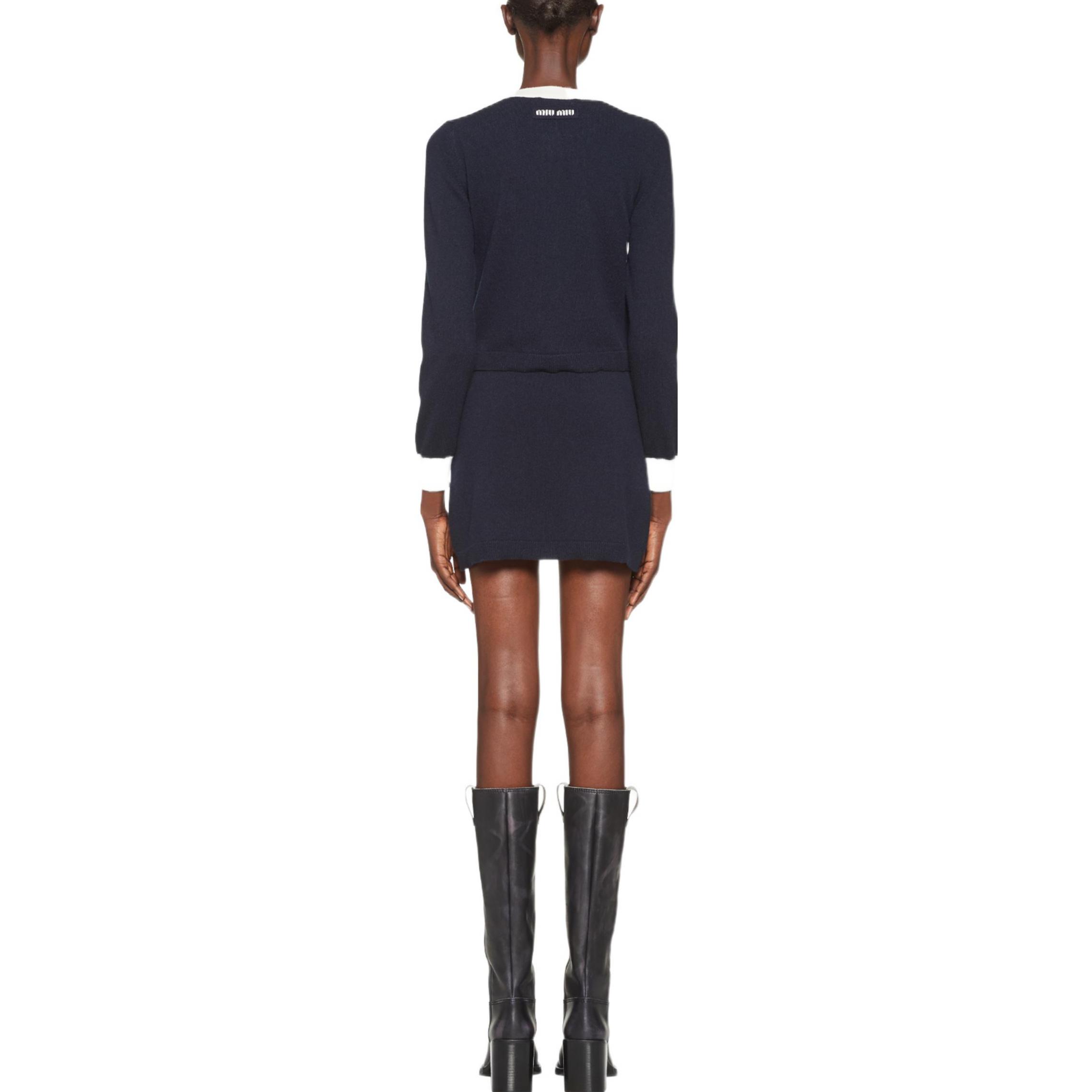 Shop (W) MIU MIU FW22 深蓝拼色金属扣休闲短裙长裙 MMG416-12KG-F0008