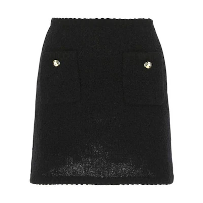 (Women) MIU MIU FW22 Solid Color Short Skirt Black MG1746-2E37-F0002