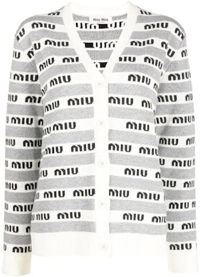 (W) MIU MIU FW22 Kardigan Kelabu Lengan Panjang Berjalur Logo. MMF657-1V8X-F0031 Order (W) MIU MIU FW22 Kardigan Kelabu Lengan Panjang Berjalur Logo. MMF657-1V8X-F0031