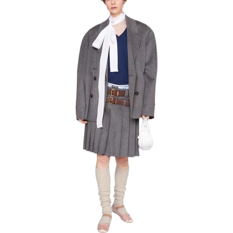 (Women) MIU MIU FW22  V-Neck Knit Pullover Sweater Deep Blue with Logo Embroidery MML692-112S-F0215 圖 3