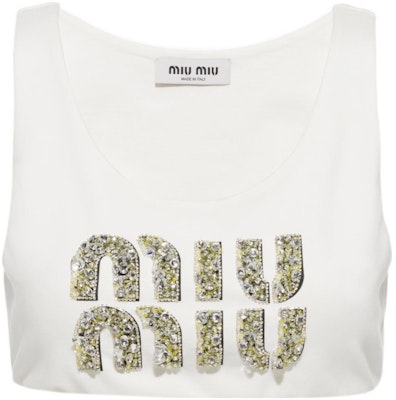 (W) ミュウミュウ FW22 白ニットベスト 刺繍ロゴ入り MJT655-12HD-F0009 Order (W) ミュウミュウ FW22 白ニットベスト 刺繍ロゴ入り MJT655-12HD-F0009