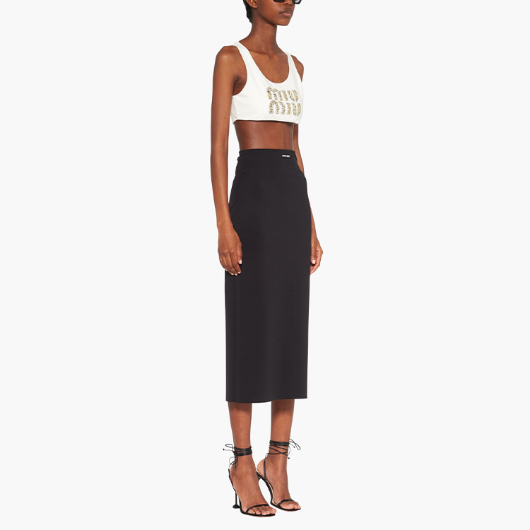 Purchase (W) ミュウミュウ FW22 白ニットベスト 刺繍ロゴ入り MJT655-12HD-F0009