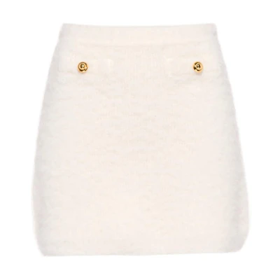 (Women) MIU MIU FW22 White Short Skirt with Metal Buttons MMG413-12KD-F0009