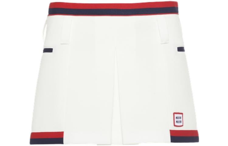 Order (W) Falda Mini de Punto a Rayas Blanca con Logo MIU MIU FW22. MG1874-1TQX-F0009