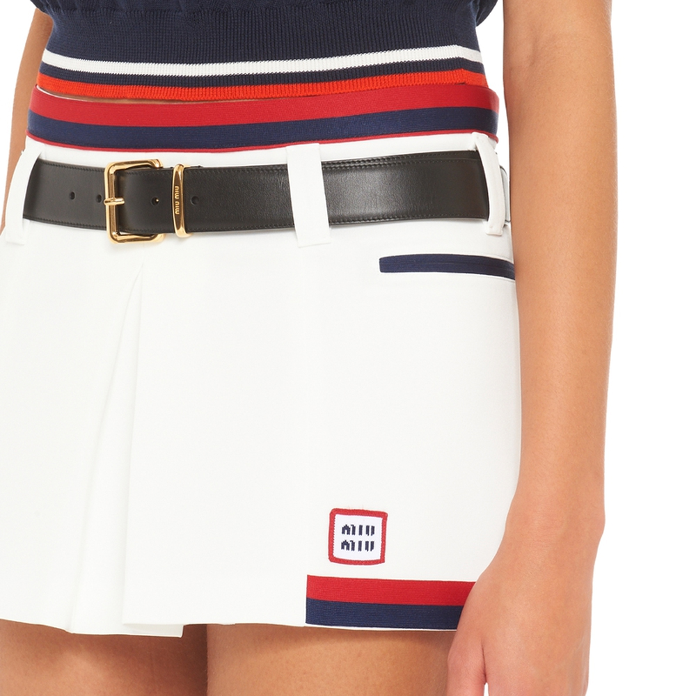 Details for (W) Falda Mini de Punto a Rayas Blanca con Logo MIU MIU FW22. MG1874-1TQX-F0009