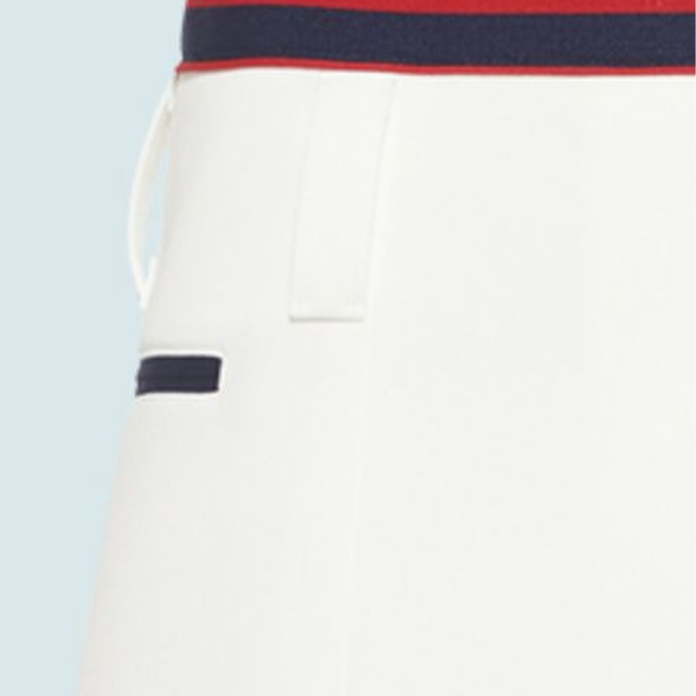 Sizing (W) Falda Mini de Punto a Rayas Blanca con Logo MIU MIU FW22. MG1874-1TQX-F0009