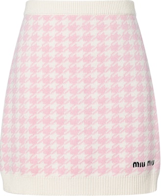 (W) MIU MIU 秋冬款女装绣标千鸟格粉色迷你裙. MMG397-11UX-F0AY1 Buy (W) MIU MIU 秋冬款女装绣标千鸟格粉色迷你裙. MMG397-11UX-F0AY1