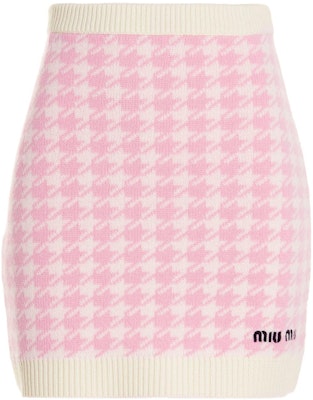 (W) MIU MIU 秋冬款女装绣标千鸟格粉色迷你裙. MMG397-11UX-F0AY1 Order (W) MIU MIU 秋冬款女装绣标千鸟格粉色迷你裙. MMG397-11UX-F0AY1