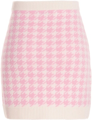 (W) MIU MIU 秋冬款女装绣标千鸟格粉色迷你裙. MMG397-11UX-F0AY1 Lookbook (W) MIU MIU 秋冬款女装绣标千鸟格粉色迷你裙. MMG397-11UX-F0AY1