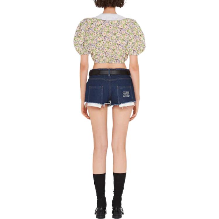Purchase (W) MIU MIU FW22 Blaus Pendek Bercorak Bunga Wanita dengan Perlindungan Matahari. MT1770-11DY-F0J5L