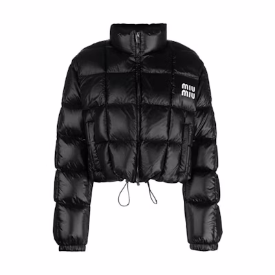 (Women) MIU MIU FW22 Glossy Stand Collar Zip-Up Cropped Jacket Women. ML957S23213FT-F0002