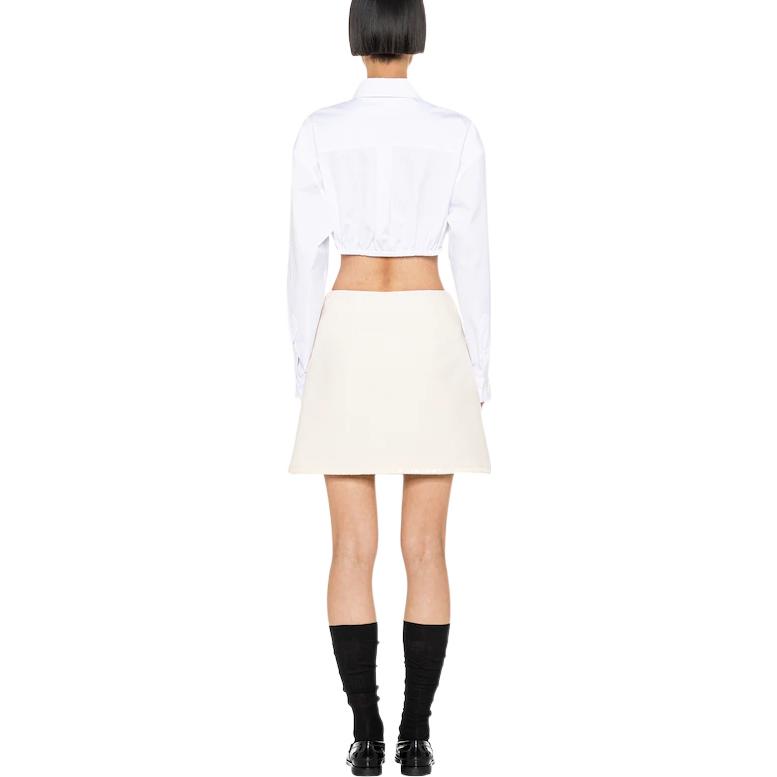 Shop (W) MIU MIU Rok Mini High-Waisted Pocket FW22 Warna Putih Gading. MG1765-10RL-F0304