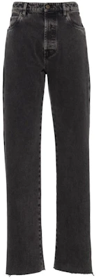 (W) MIU MIU FW22 Celana Jeans High-Waist Wide-Leg Kancing Wanita Hitam Denim GWP450-115V-F0002 Buy (W) MIU MIU FW22 Celana Jeans High-Waist Wide-Leg Kancing Wanita Hitam Denim GWP450-115V-F0002