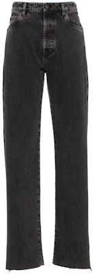 (W) MIU MIU FW22 Celana Jeans High-Waist Wide-Leg Kancing Wanita Hitam Denim GWP450-115V-F0002 Order (W) MIU MIU FW22 Celana Jeans High-Waist Wide-Leg Kancing Wanita Hitam Denim GWP450-115V-F0002