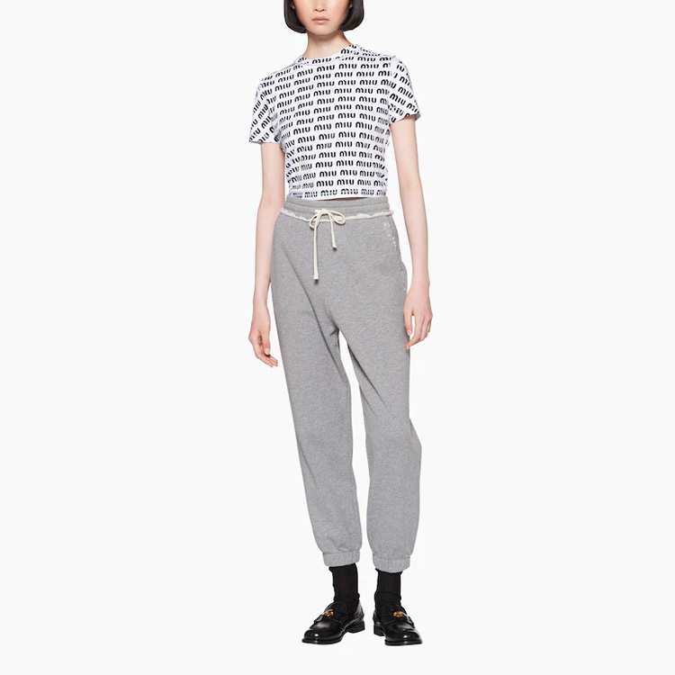 Lookbook (Women) MIU MIU FW22 Logo Jogger Pants Women’s Grey MJP283-12Y0-F0031-S-231