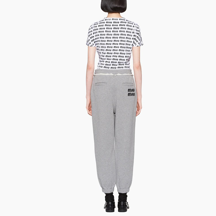 Shop (Women) MIU MIU FW22 Logo Jogger Pants Women’s Grey MJP283-12Y0-F0031-S-231