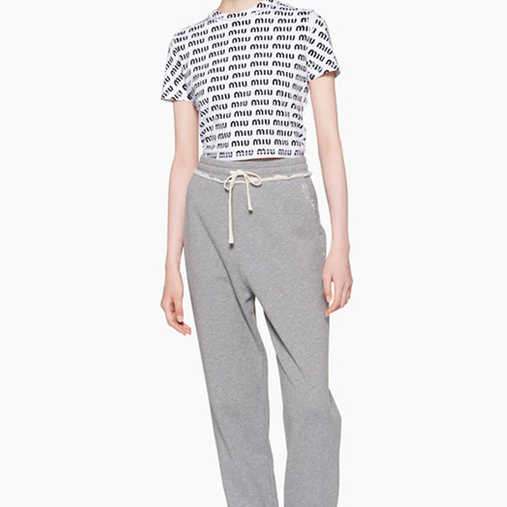 Sizing (Women) MIU MIU FW22 Logo Jogger Pants Women’s Grey MJP283-12Y0-F0031-S-231