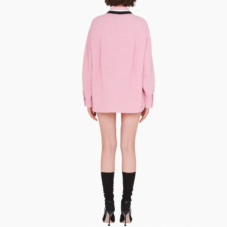 (Women) MIU MIU FW22 Pink Striped Letter Collar Long Sleeve Jacket for Women. ML853-11D1-F0028 圖 4