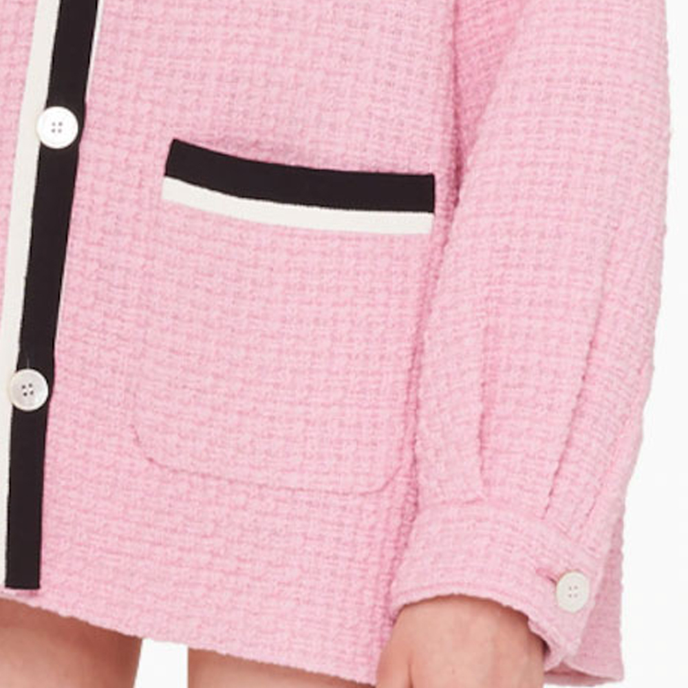 (Women) MIU MIU FW22 Pink Striped Letter Collar Long Sleeve Jacket for Women. ML853-11D1-F0028 圖 7