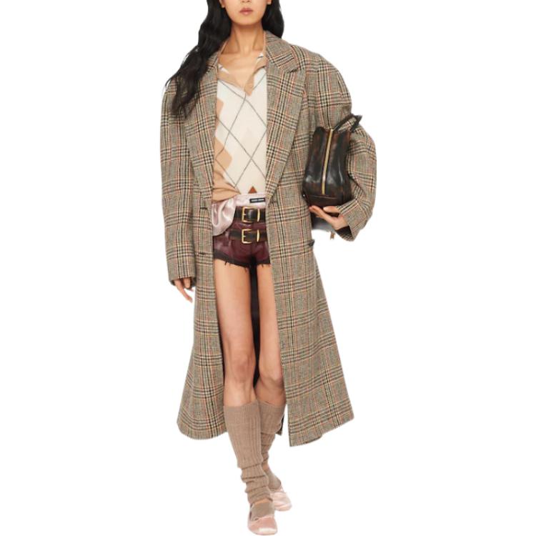 Lookbook (Women) MIU MIU FW22 Plaid Knit Pullover Sweater  Cashmere Brown MML684-112O-F0040