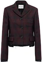 (Women) MIU MIU FW22 Plaid Printed Single-Breasted Blazer Jacket Women Red MH1783-113M-F0007 (Women) MIU MIU FW22 Plaid Printed Single-Breasted Blazer Jacket Women Red MH1783-113M-F0007
