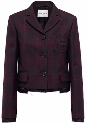 (W) MIU MIU FW22 チェック柄シングルブレストブレザージャケット レディース レッド MH1783-113M-F0007 Buy (W) MIU MIU FW22 チェック柄シングルブレストブレザージャケット レディース レッド MH1783-113M-F0007