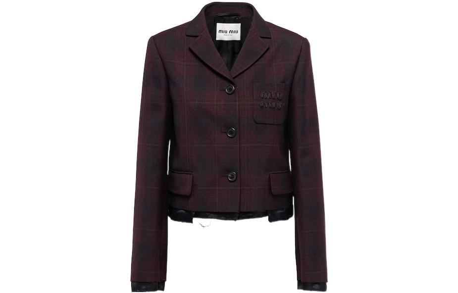 (Women) MIU MIU FW22 Plaid Printed Single-Breasted Blazer Jacket Women Red MH1783-113M-F0007 圖 2