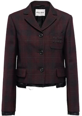 (W) MIU MIU FW22 チェック柄シングルブレストブレザージャケット レディース レッド MH1783-113M-F0007 Order (W) MIU MIU FW22 チェック柄シングルブレストブレザージャケット レディース レッド MH1783-113M-F0007