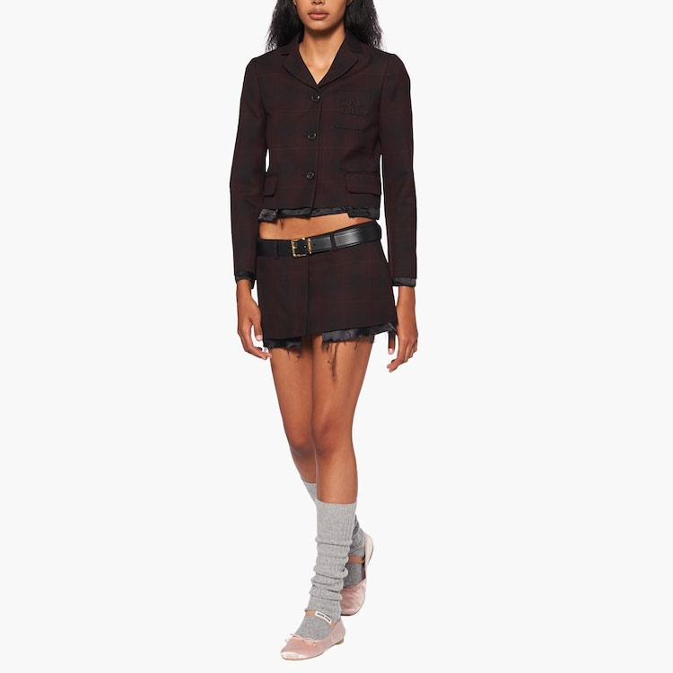 (Women) MIU MIU FW22 Plaid Printed Single-Breasted Blazer Jacket Women Red MH1783-113M-F0007 圖 3