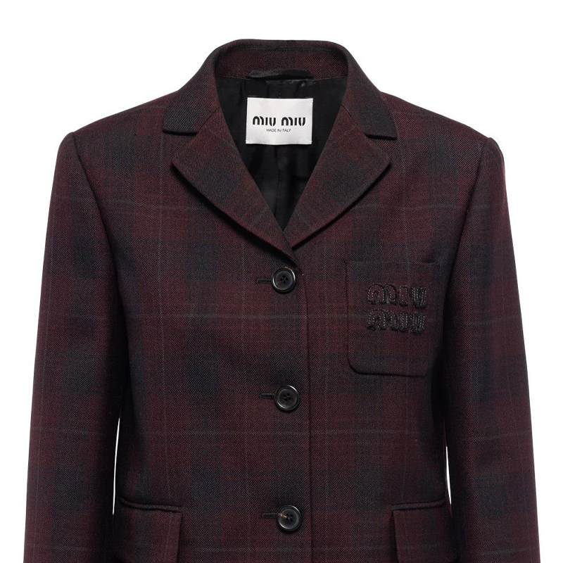 (Women) MIU MIU FW22 Plaid Printed Single-Breasted Blazer Jacket Women Red MH1783-113M-F0007 圖 6