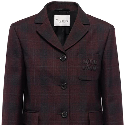 (W) MIU MIU FW22 チェック柄シングルブレストブレザージャケット レディース レッド MH1783-113M-F0007 Details for (W) MIU MIU FW22 チェック柄シングルブレストブレザージャケット レディース レッド MH1783-113M-F0007