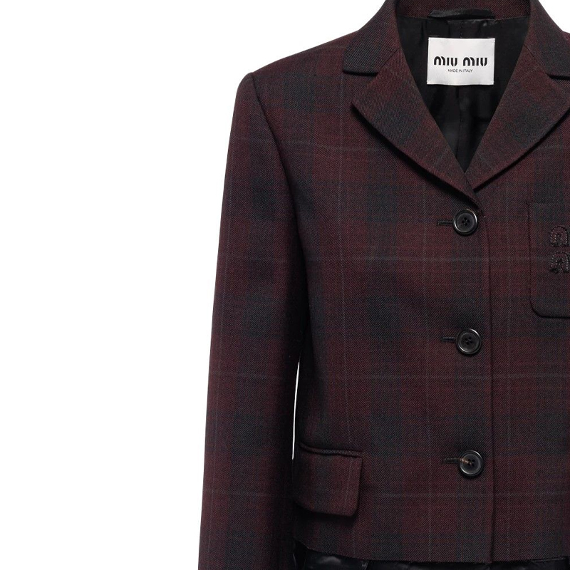 (Women) MIU MIU FW22 Plaid Printed Single-Breasted Blazer Jacket Women Red MH1783-113M-F0007 圖 7